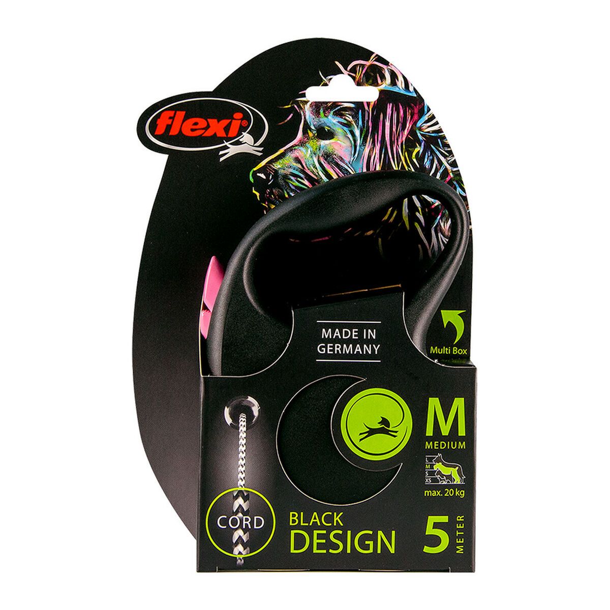 Suņa pavadas Flexi BLACK DESIGN 5 m Rozā S Izmērs